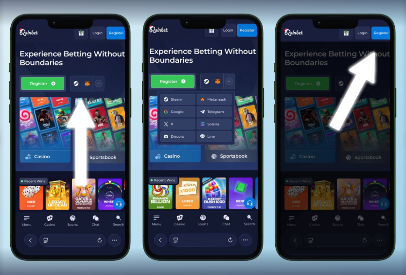 Rainbet App auf Smartphones